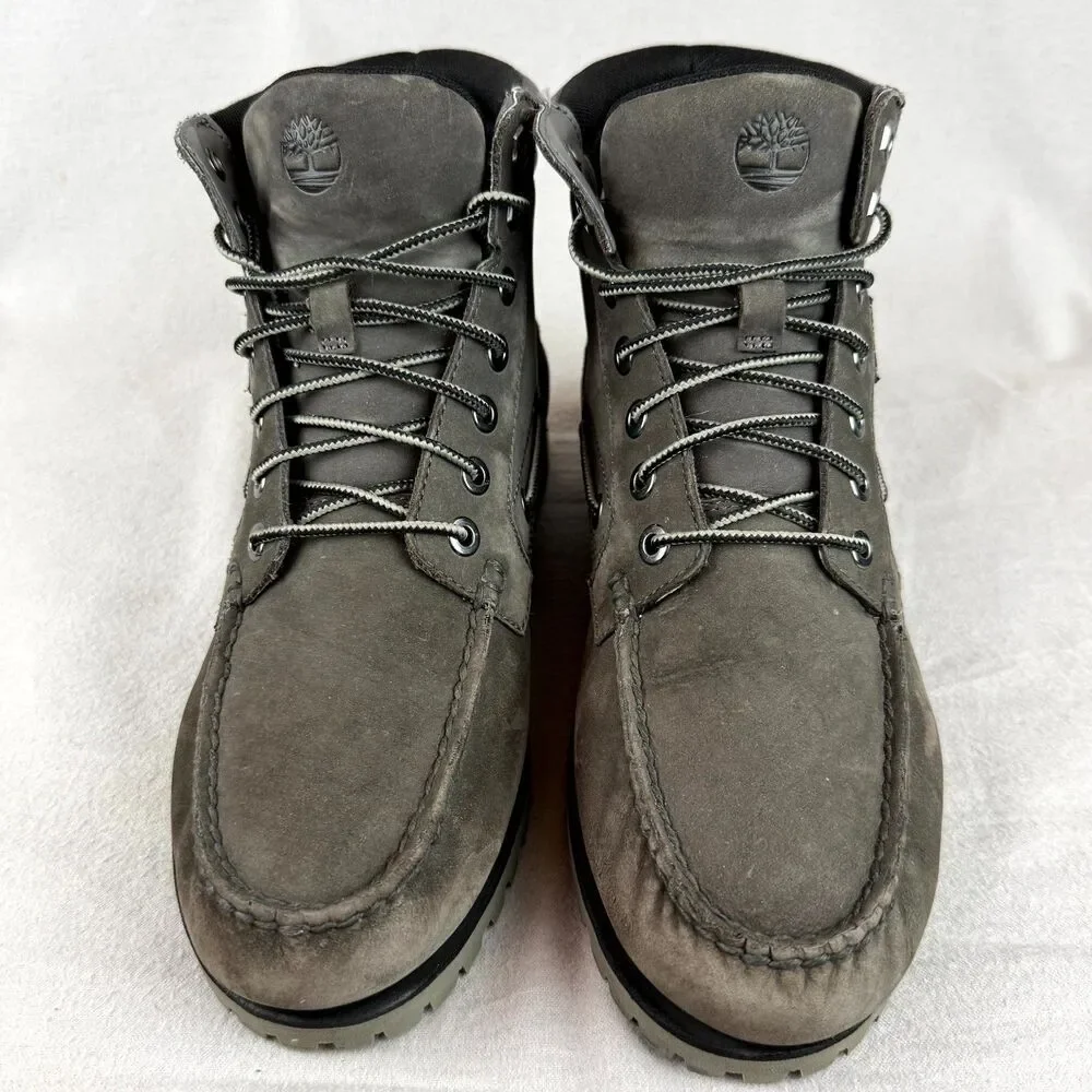 Timberland Boots Men 8.5 Earthkeepers Anti Fatigue Gray Leather Moc Toe Lace Up